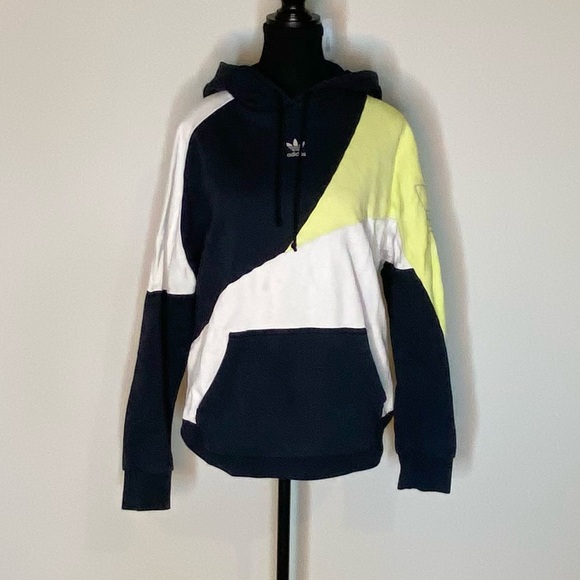 Adidas Women's Tri-Tone Hoodie - Black, White, Yellow - Picture 7 of 13